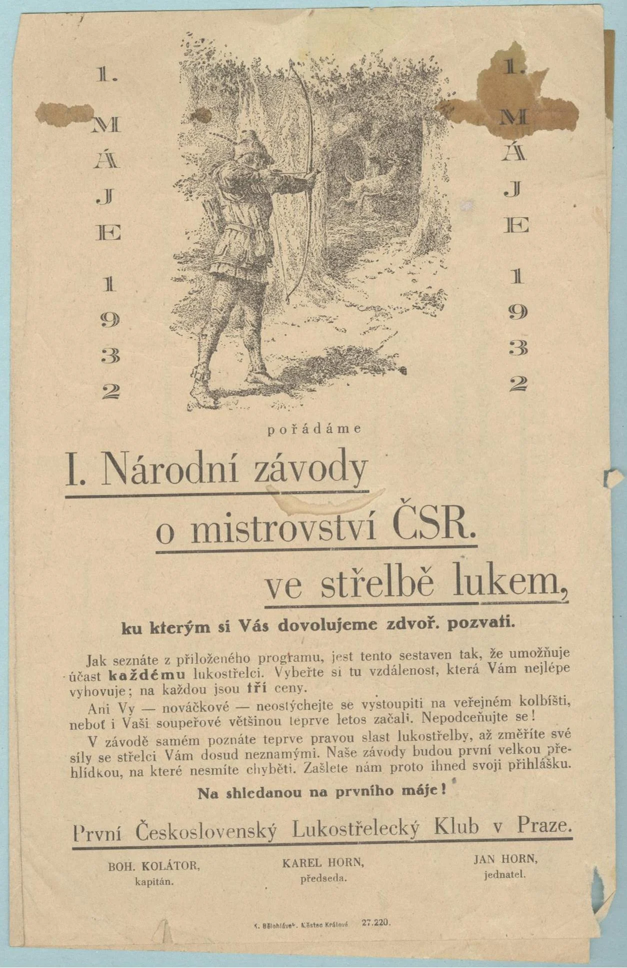 Náhledový obrázek předmětu I. Národní závody o mistrovství ČSR ve střelbě lukem