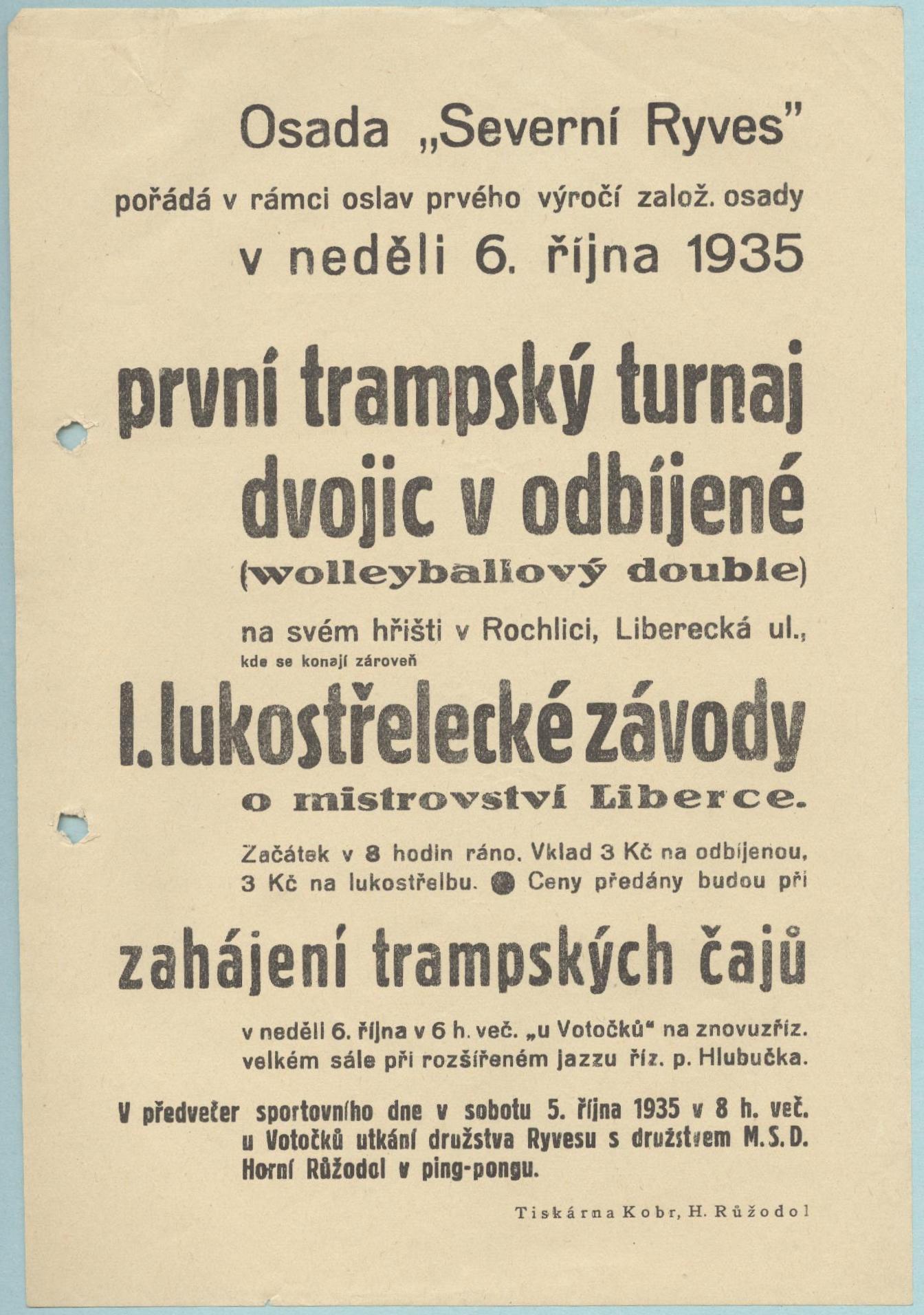 Náhledový obrázek Osada Severní Ryves. První trampský turnaj dvojic v odbíjené a I. lukostřelecké závody - 1