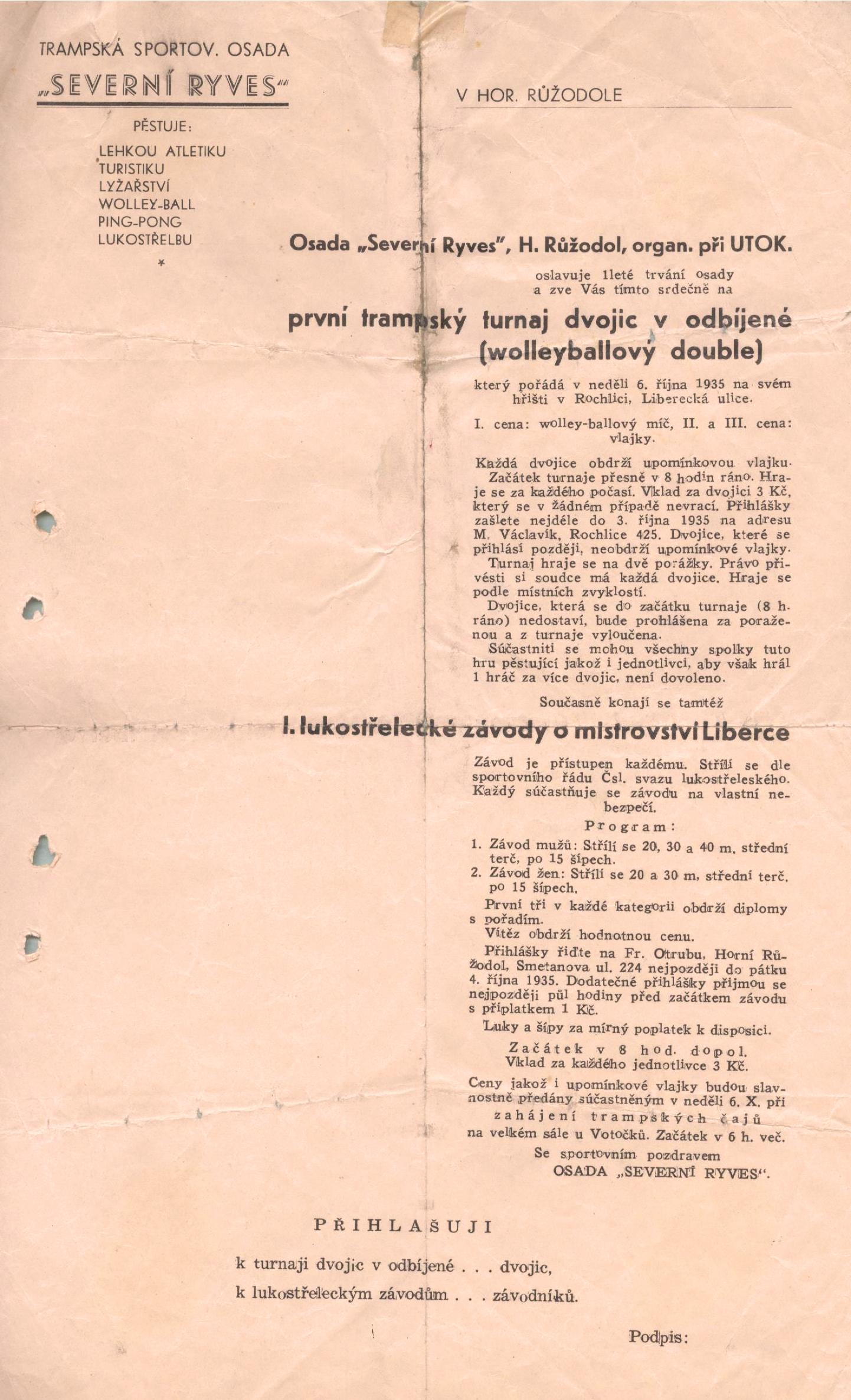 Náhledový obrázek Osada Severní Ryves. První trampský turnaj dvojic v odbíjené a I. lukostřelecké závody - 2