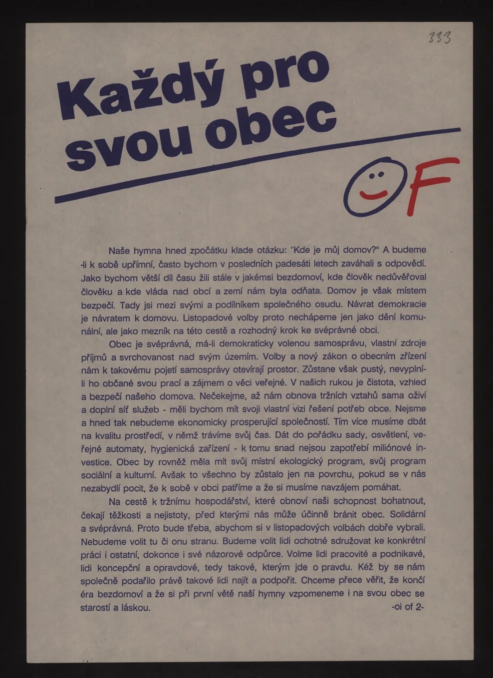Náhledový obrázek předmětu Volební leták