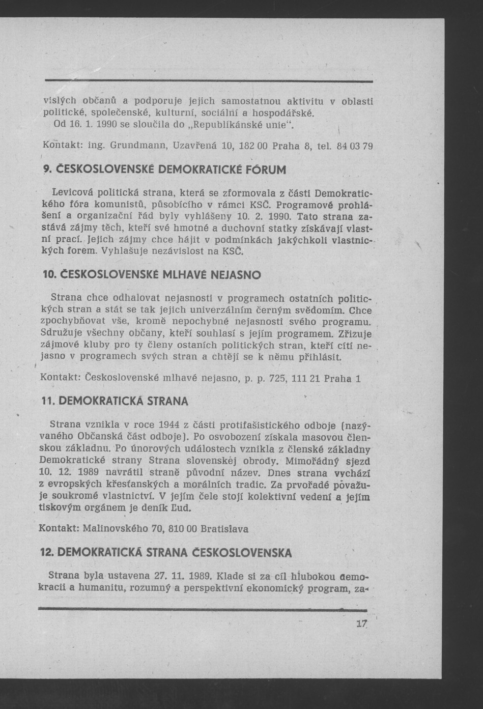 Náhledový obrázek Nově vzniklé politické a zájmové organizace - 20