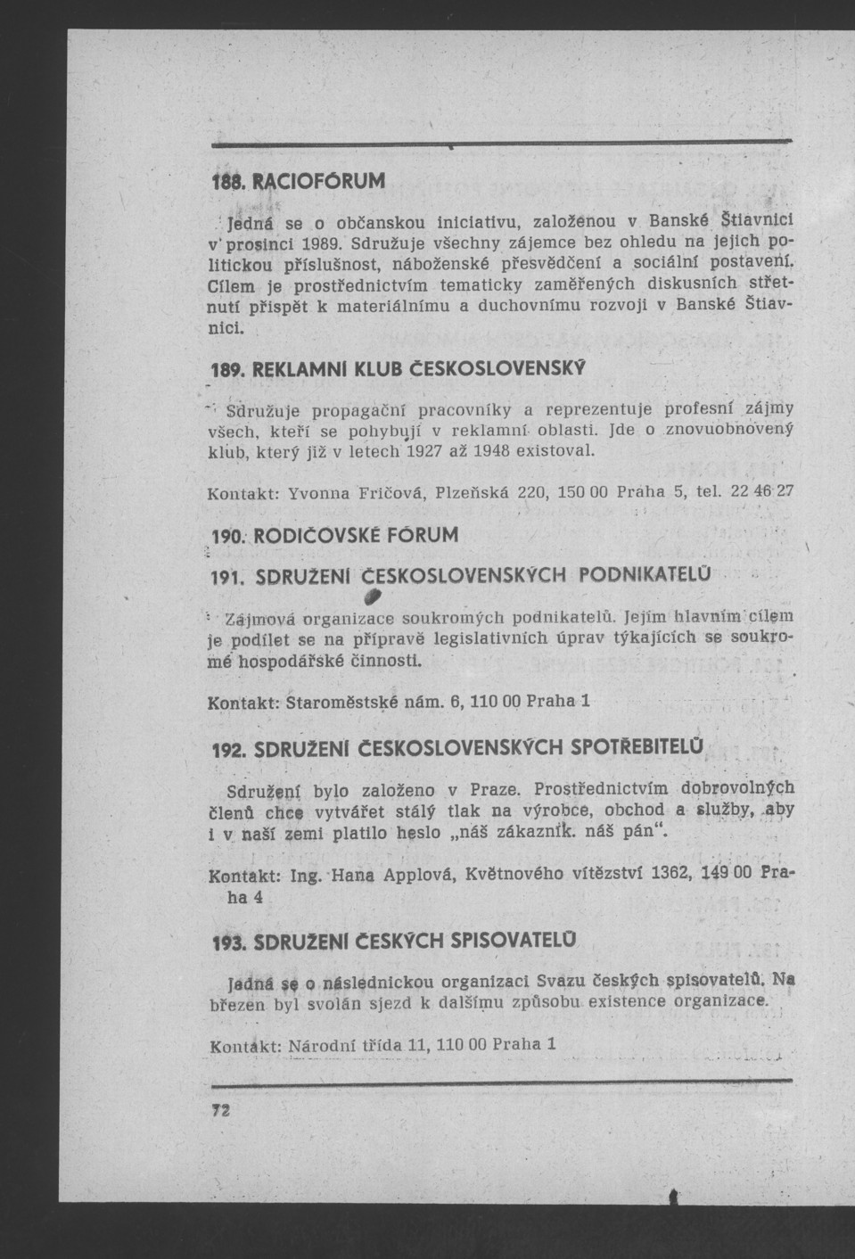 Náhledový obrázek Nově vzniklé politické a zájmové organizace - 74