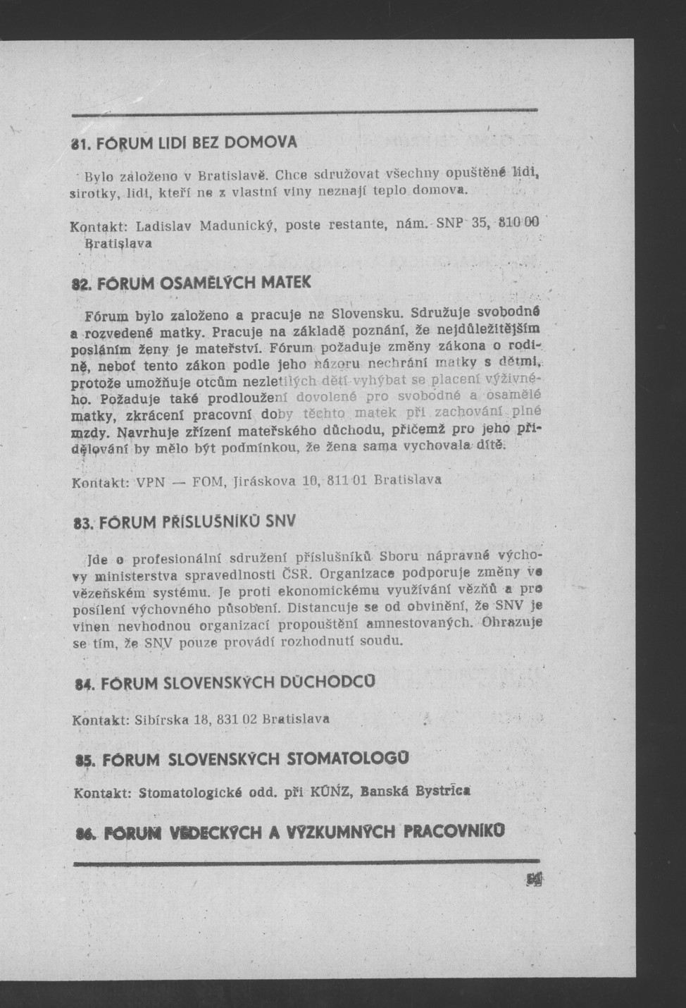 Náhledový obrázek Nově vzniklé politické a zájmové organizace - 53