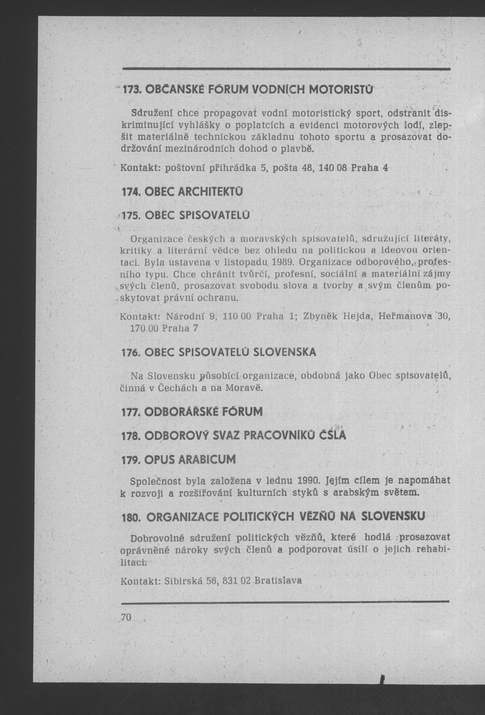 Náhledový obrázek Nově vzniklé politické a zájmové organizace - 72