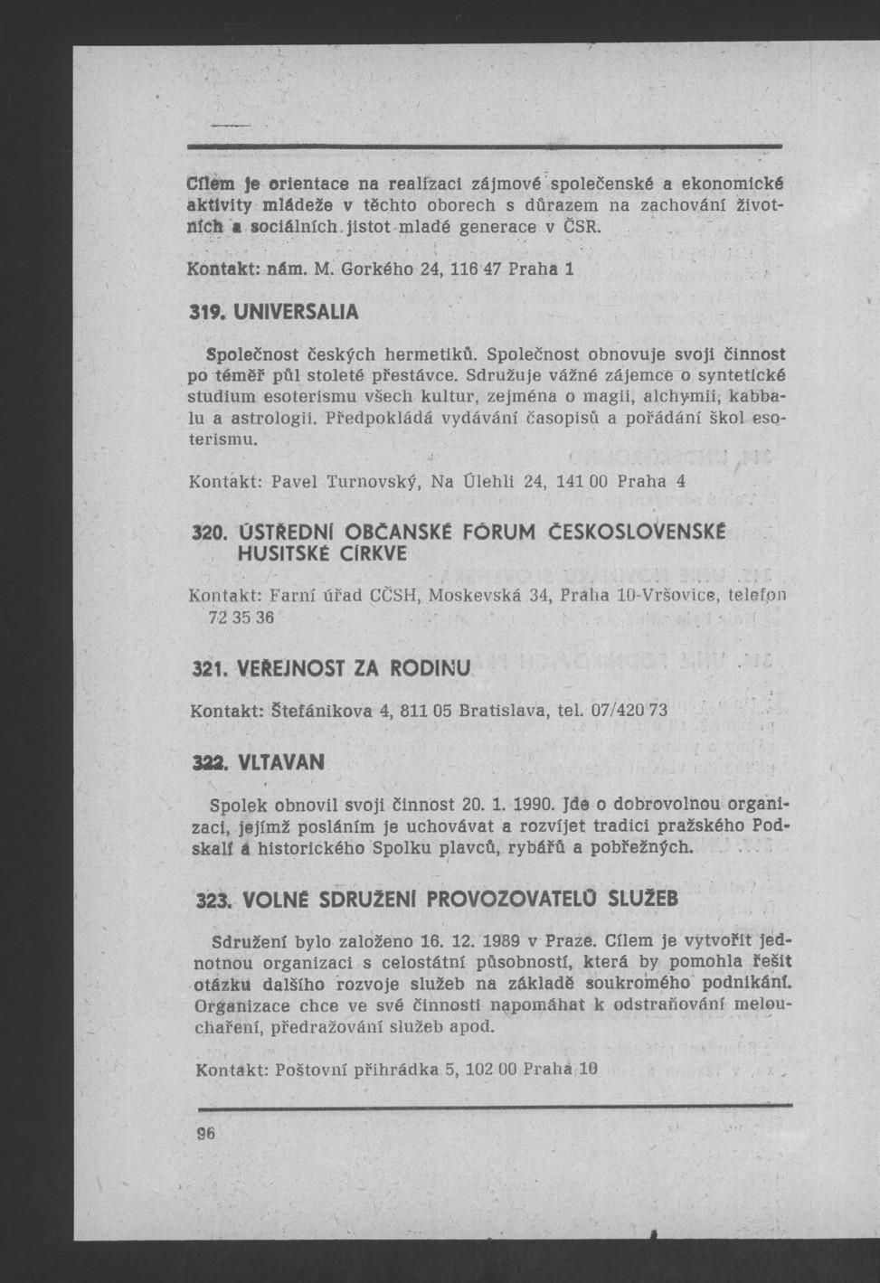 Náhledový obrázek Nově vzniklé politické a zájmové organizace - 91