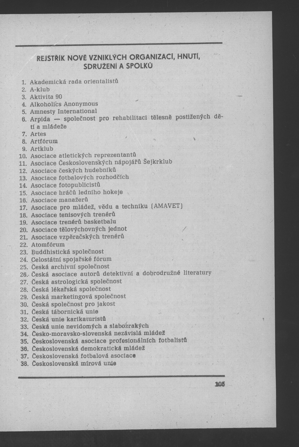Náhledový obrázek Nově vzniklé politické a zájmové organizace - 106
