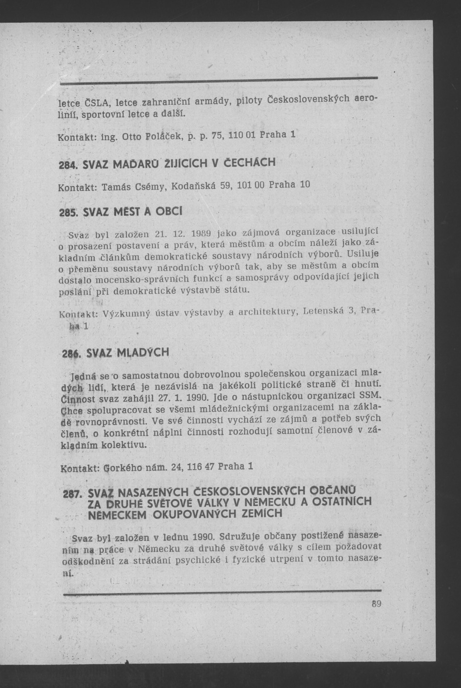 Náhledový obrázek Nově vzniklé politické a zájmové organizace - 95