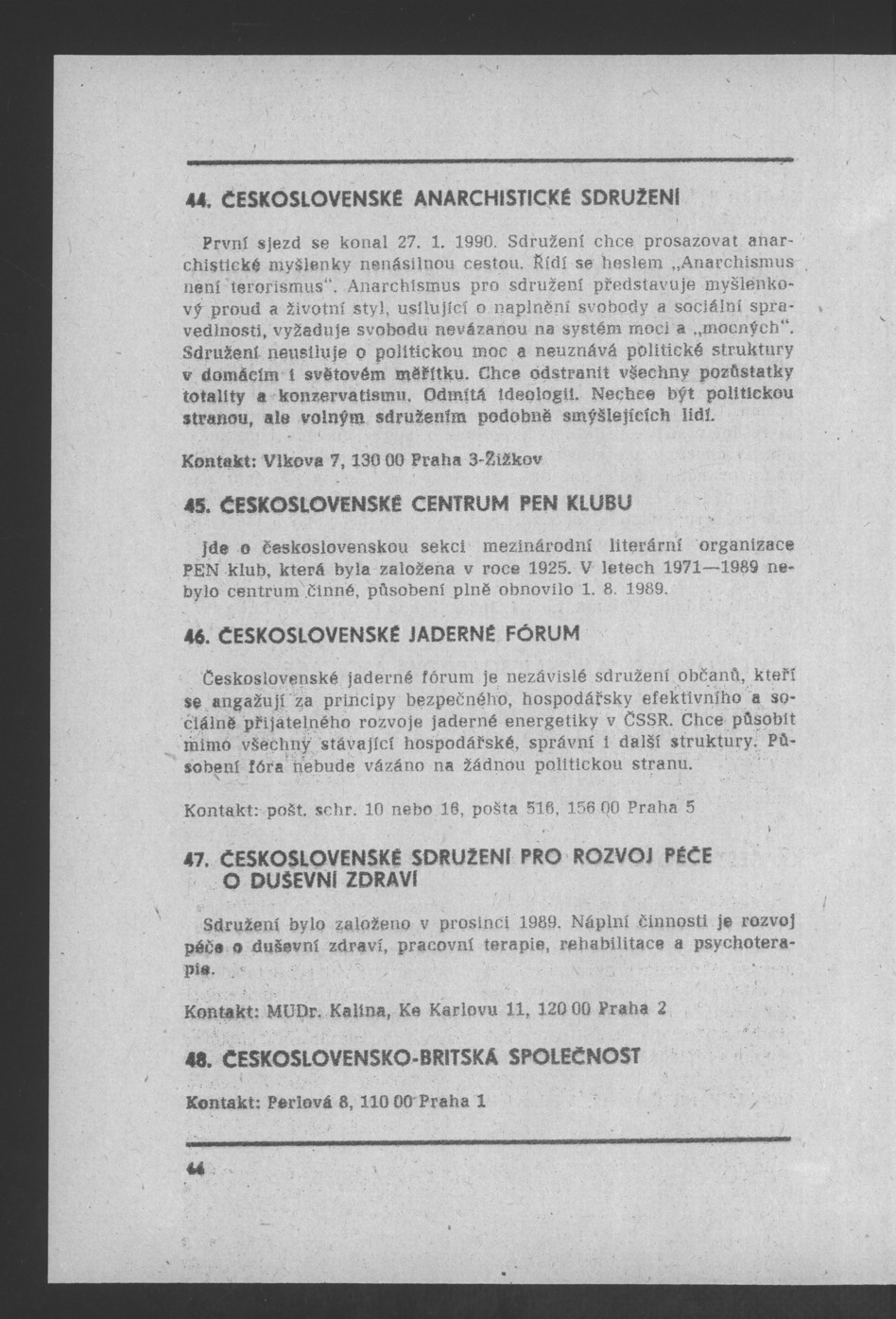 Náhledový obrázek Nově vzniklé politické a zájmové organizace - 46