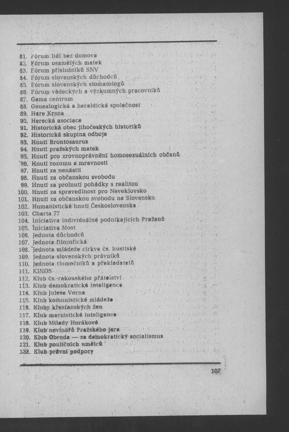 Náhledový obrázek Nově vzniklé politické a zájmové organizace - 108