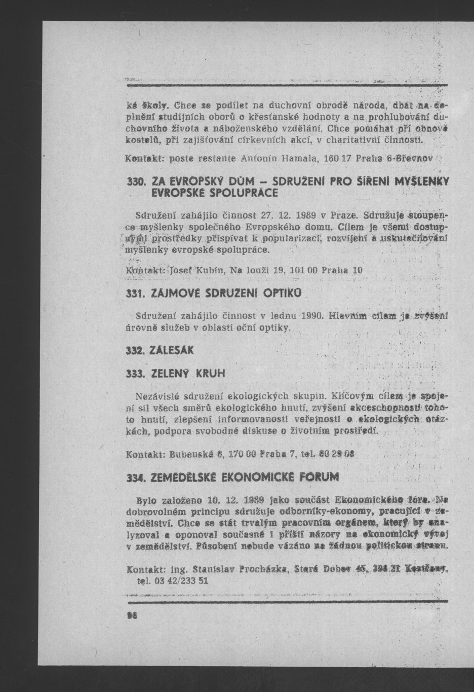 Náhledový obrázek Nově vzniklé politické a zájmové organizace - 93