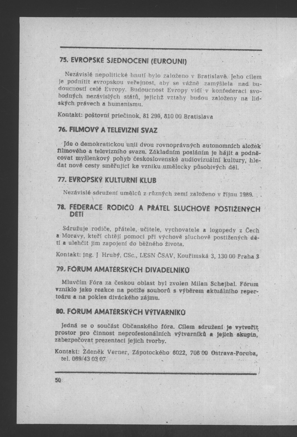 Náhledový obrázek Nově vzniklé politické a zájmové organizace - 52