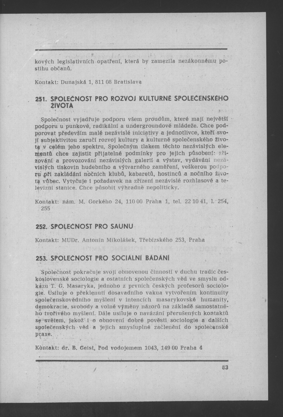 Náhledový obrázek Nově vzniklé politické a zájmové organizace - 85