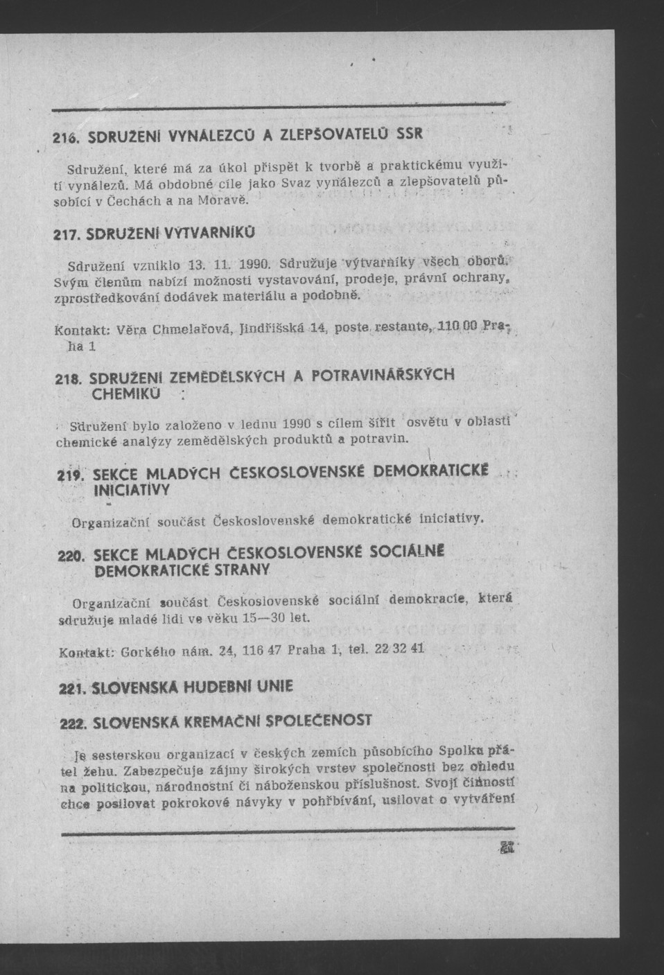Náhledový obrázek Nově vzniklé politické a zájmové organizace - 79