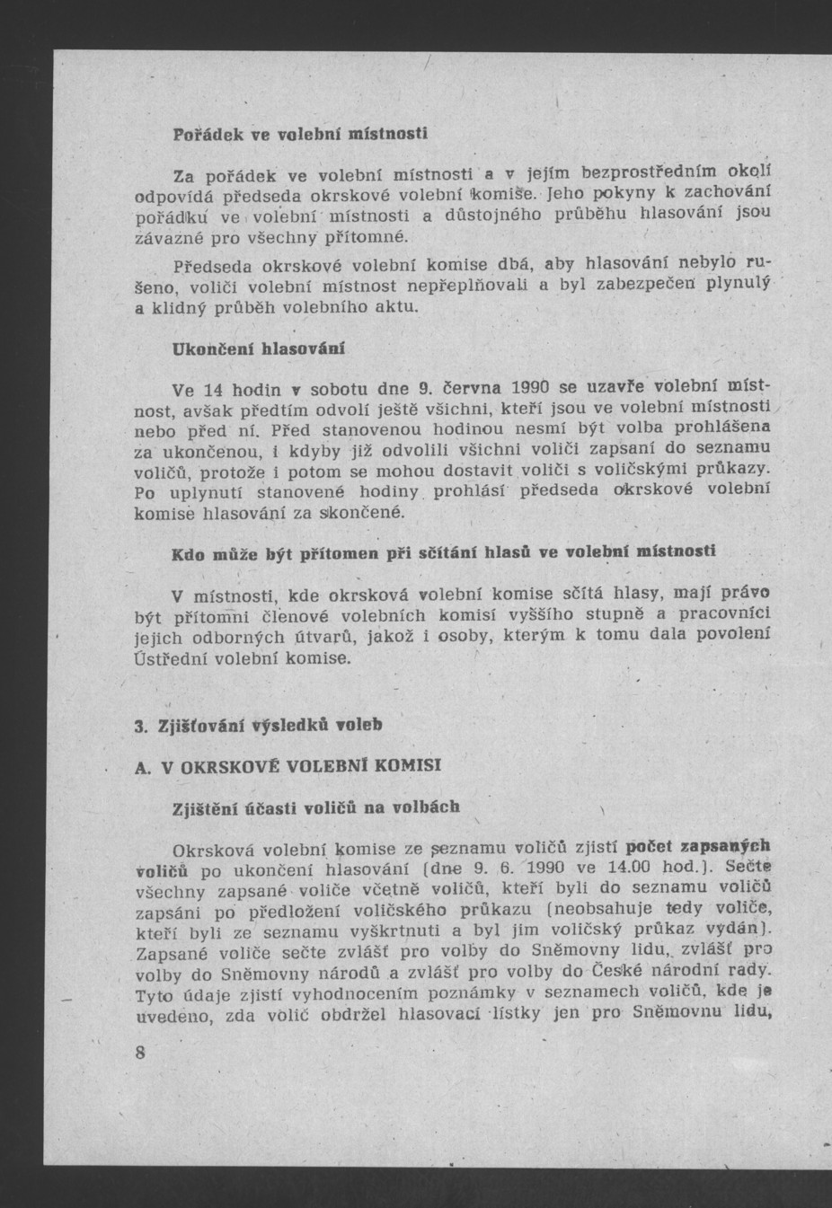 Náhledový obrázek Pokyny k organizaci volebních dnů 8. a 9. června 1990 - 10