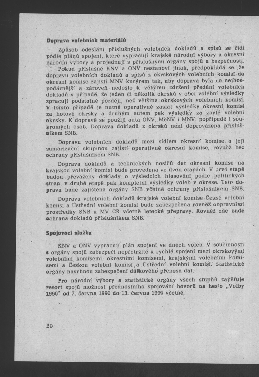 Náhledový obrázek Pokyny k organizaci volebních dnů 8. a 9. června 1990 - 22