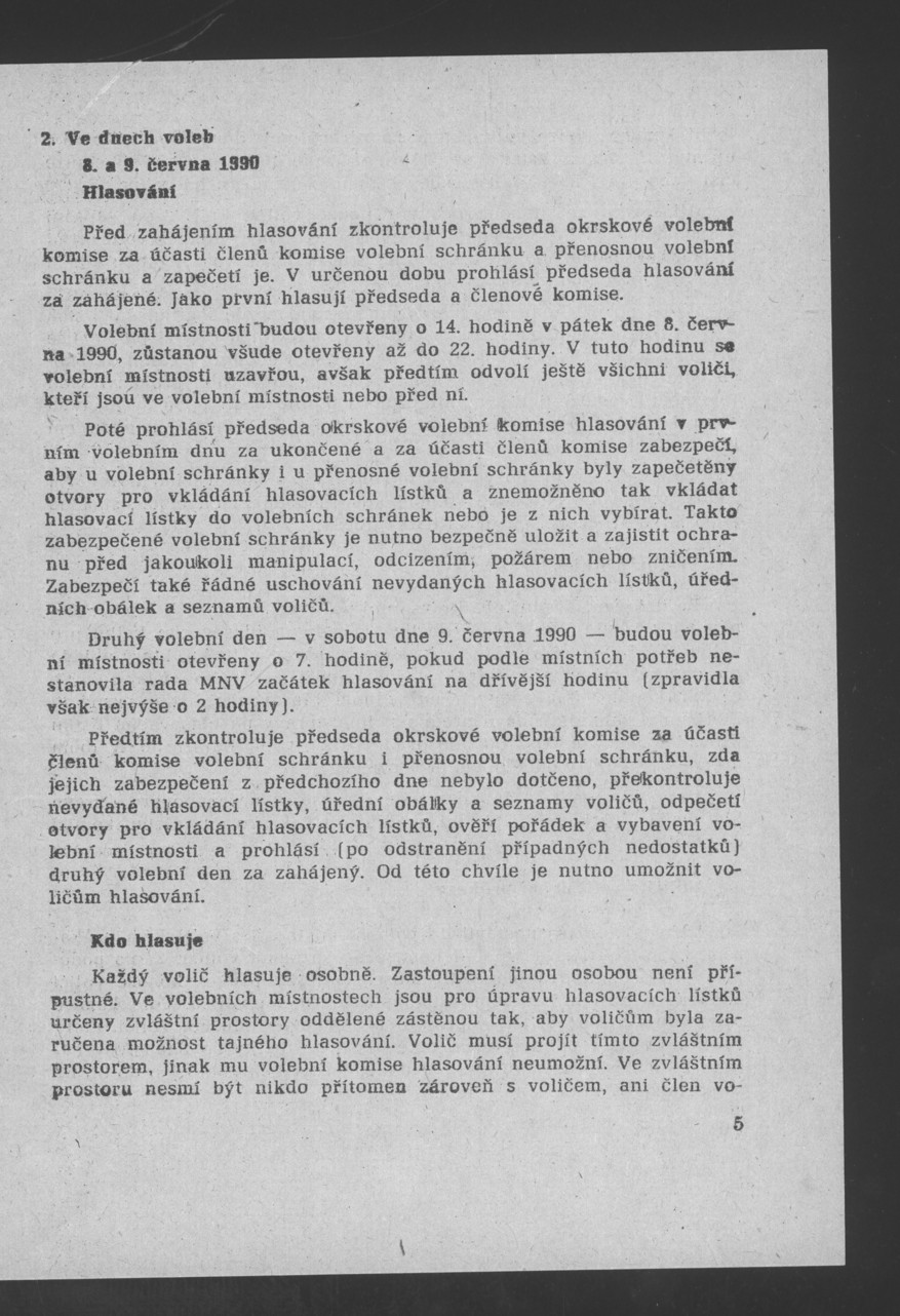 Náhledový obrázek Pokyny k organizaci volebních dnů 8. a 9. června 1990 - 7