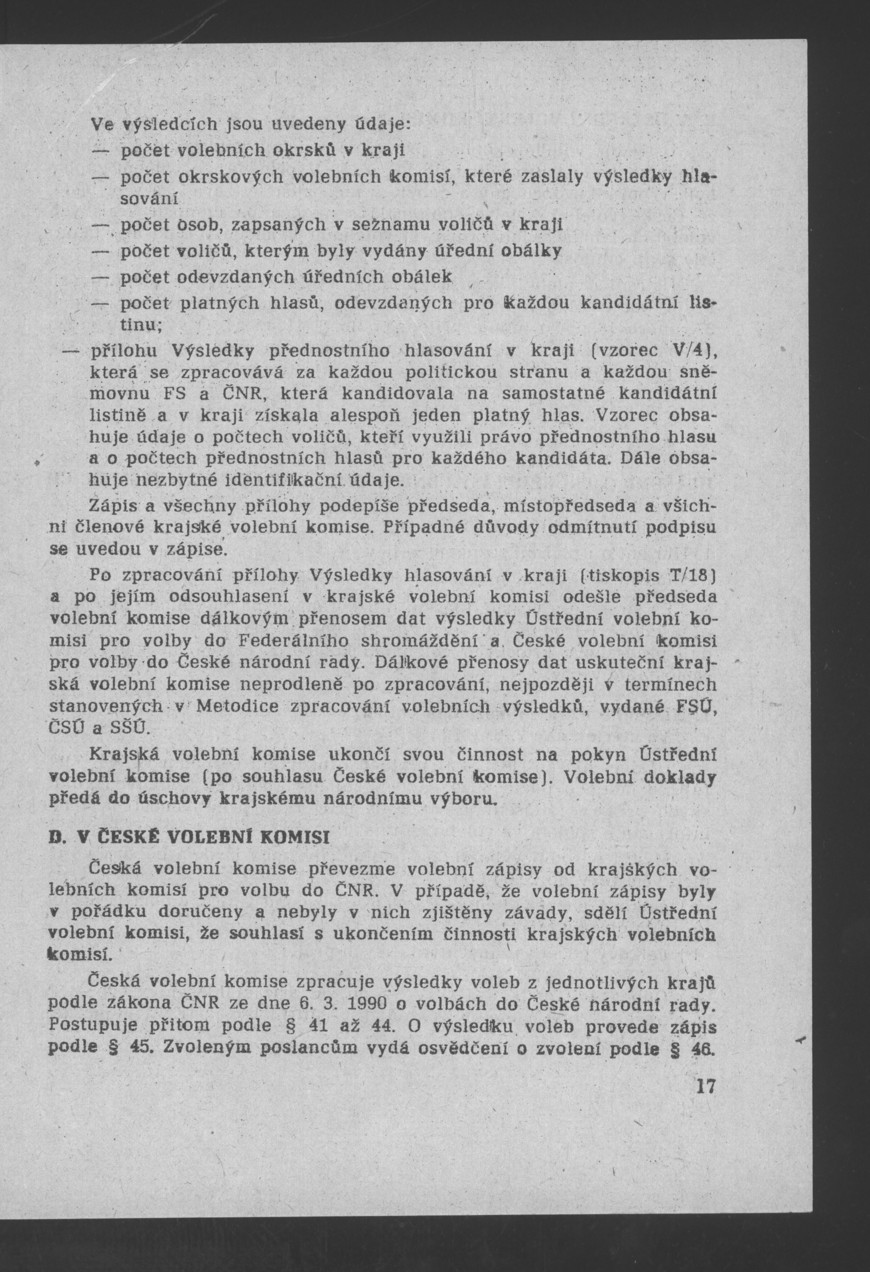 Náhledový obrázek Pokyny k organizaci volebních dnů 8. a 9. června 1990 - 19