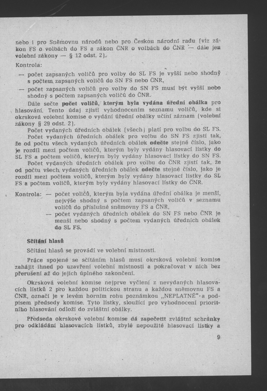 Náhledový obrázek Pokyny k organizaci volebních dnů 8. a 9. června 1990 - 11