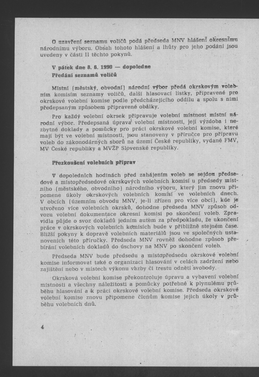 Náhledový obrázek Pokyny k organizaci volebních dnů 8. a 9. června 1990 - 6