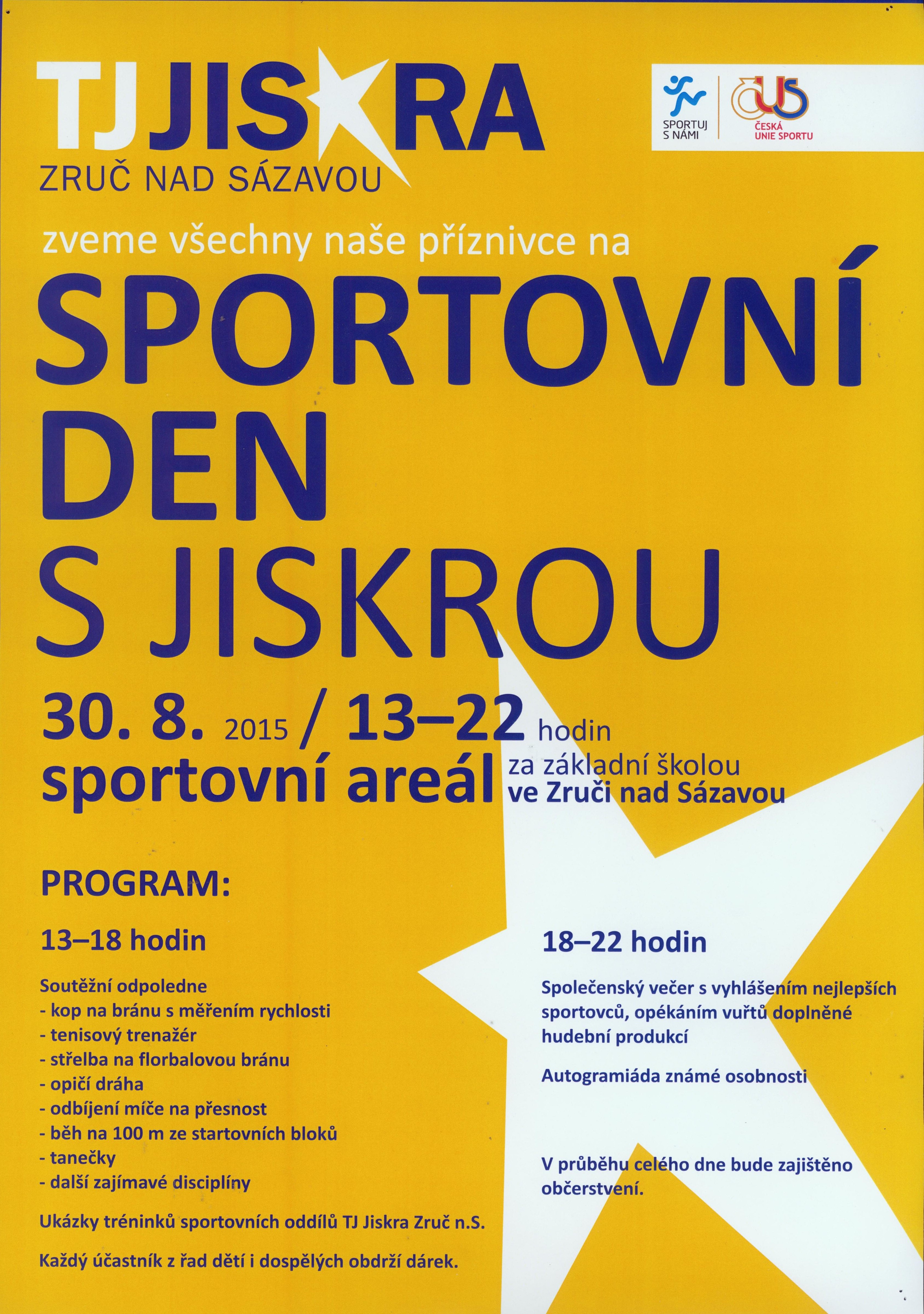 Náhledový obrázek TJ Jiskra Zruč nad Sázavou. Sportovní den s Jiskrou - 1