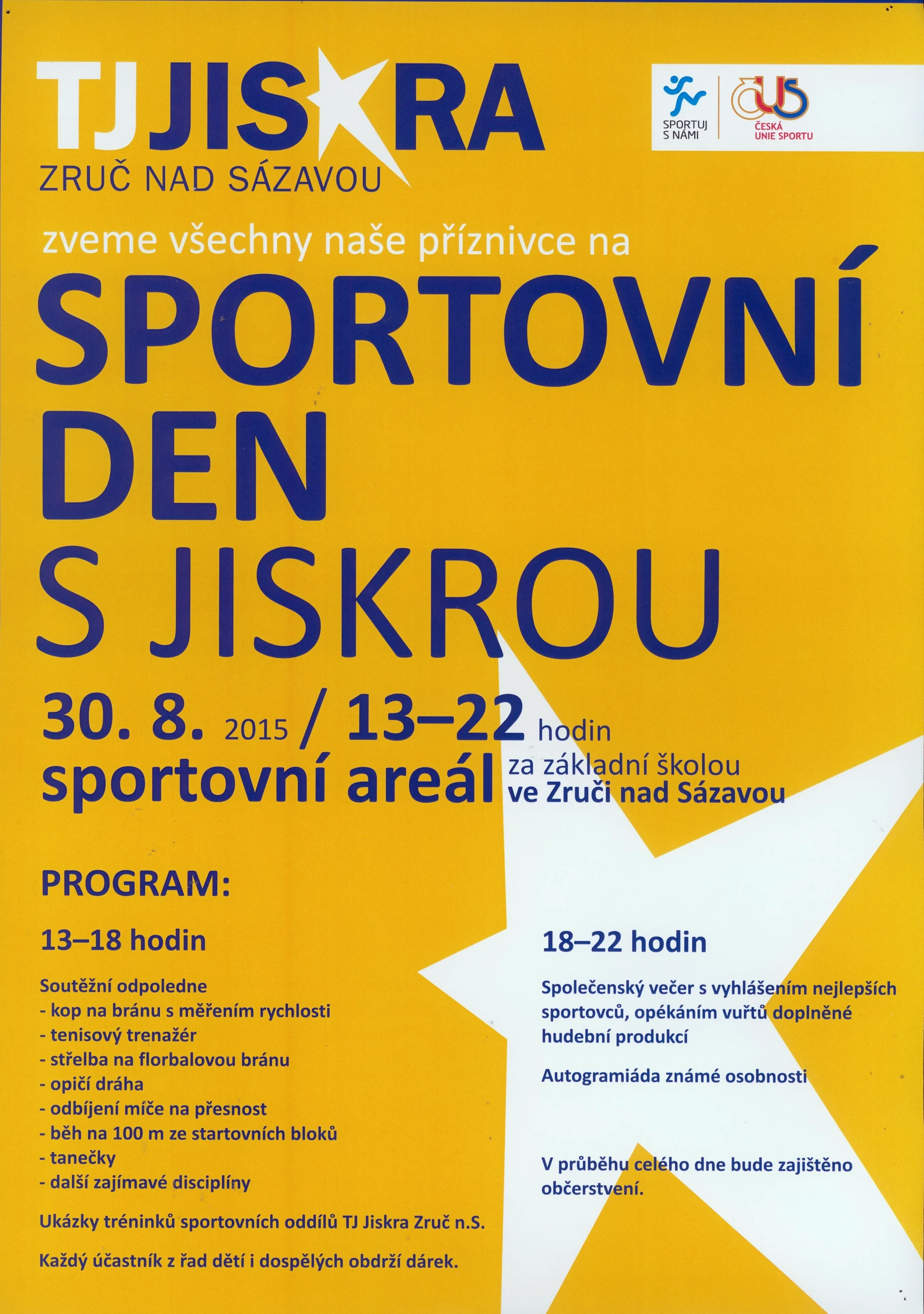 Náhledový obrázek předmětu TJ Jiskra Zruč nad Sázavou. Sportovní den s Jiskrou
