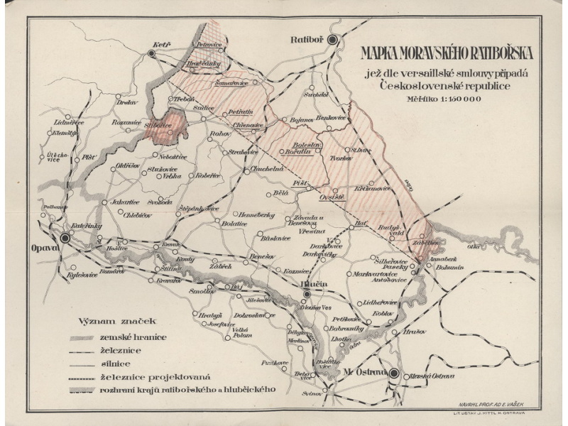 Náhledový obrázek Mapa Hlučínska s brožurou A.E. Vaška - 1