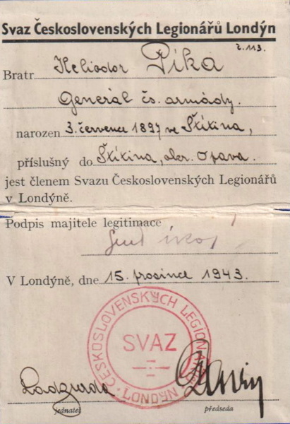 Náhledový obrázek Průkaz Svazu čs. legionářů Londýn - 1