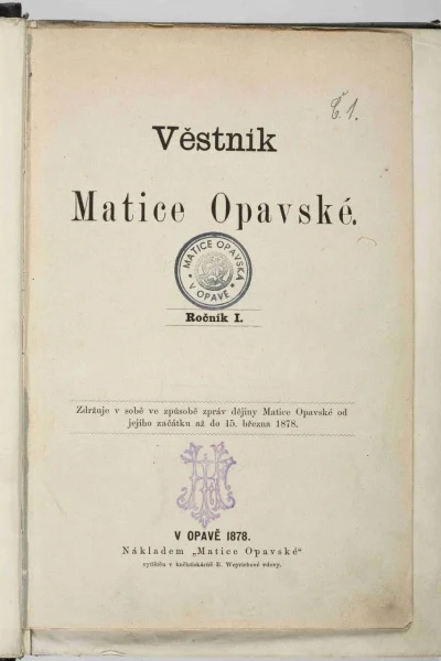 Náhledový obrázek předmětu Věstník Matice Opavské