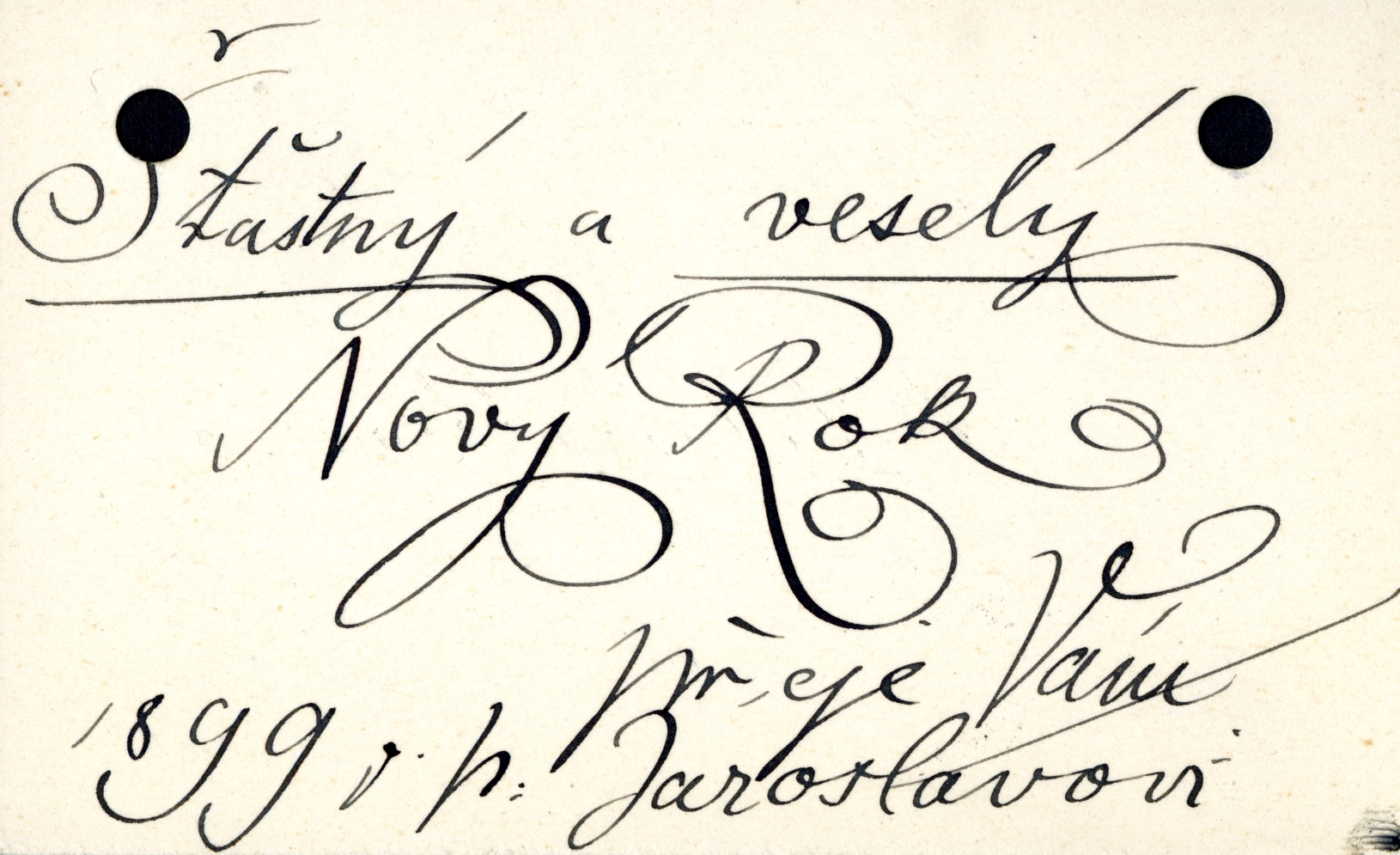 Náhledový obrázek Alšovo blahopřání bratrům Šimáčkům k Novému roku 1899 - 1